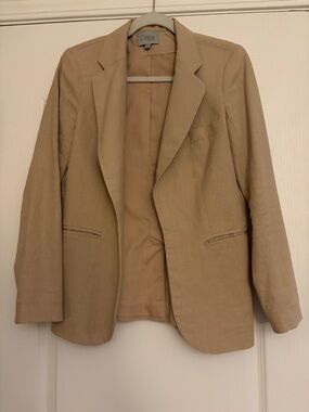 Dalia Pale Pink Tailored Linen-Blend Blazer